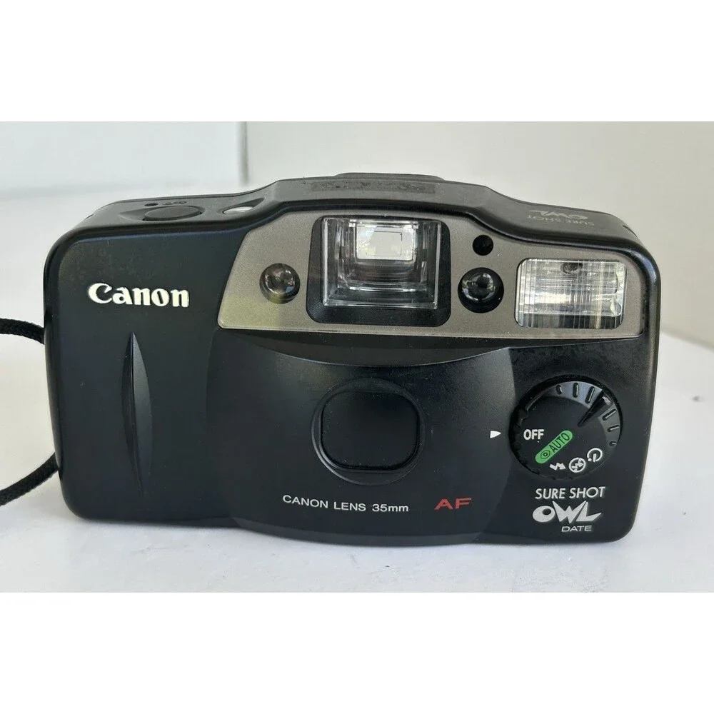 Canon Sure Shot Owl Date 35mm AF Film Camera w/ Case Manual Untested Clean